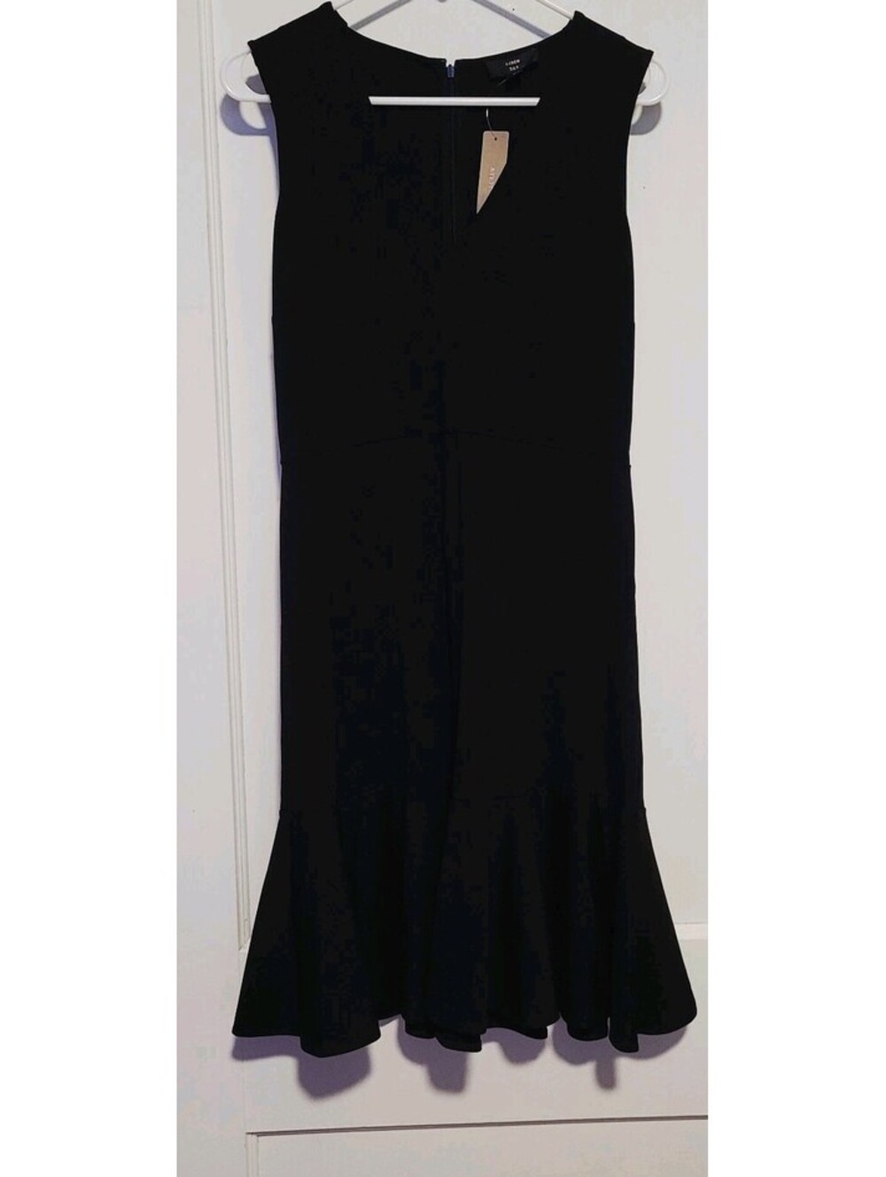 J.Crew 365 Womens Black Fit Flare Dress Size 6 Sleeveless Ruffle Hem NWT
